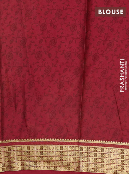 Sandal & Maroon Semi Mysore Silk Saree - Prints