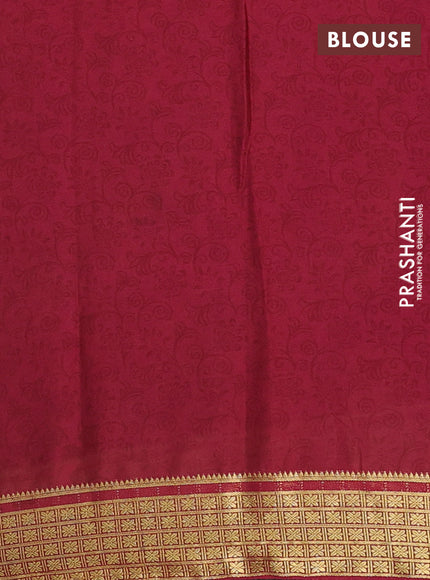Peach & Maroon Semi Mysore Silk Saree - Prints