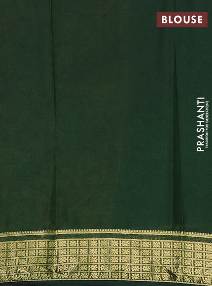 Lime Yellow & Green Semi Mysore Silk Saree - Prints