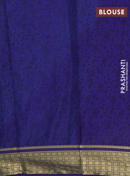 Teal & Blue Semi Mysore Silk Saree - Prints