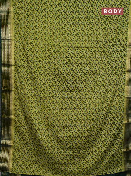 Pista Green & Green Semi Mysore Silk Saree - Prints