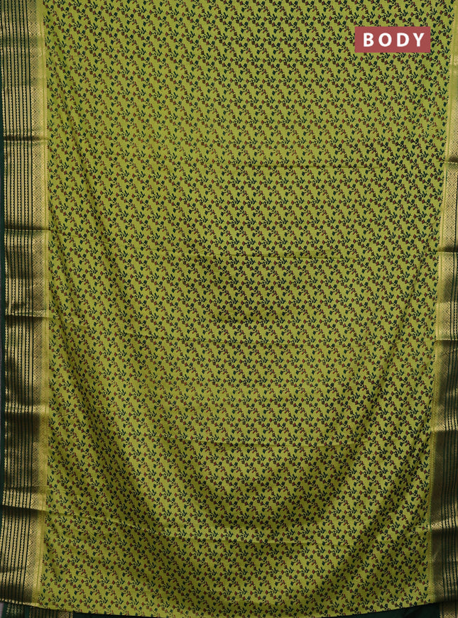 Pista Green & Green Semi Mysore Silk Saree - Prints
