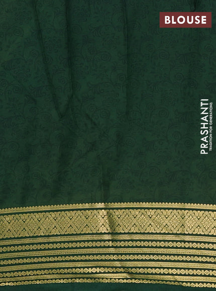 Pista Green & Green Semi Mysore Silk Saree - Prints