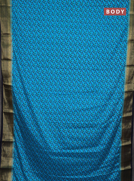 Cs Blue & Navy Blue Semi Mysore Silk Saree - Prints