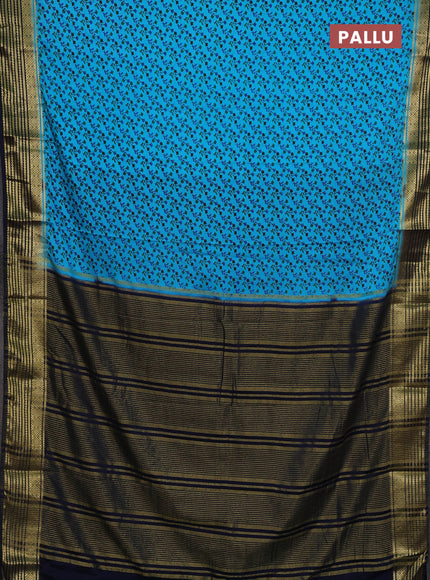 Cs Blue & Navy Blue Semi Mysore Silk Saree - Prints