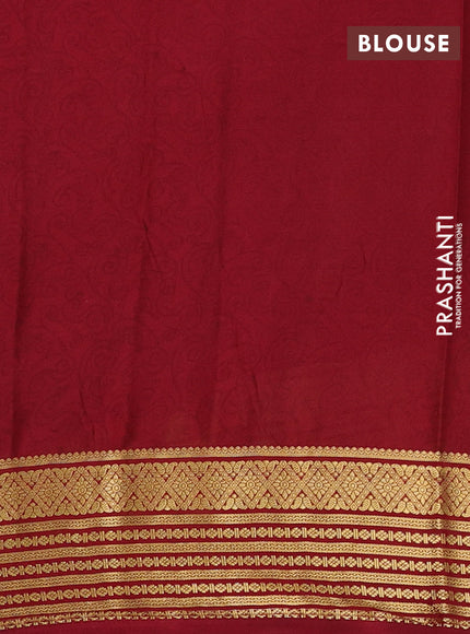 Pink & Maroon Semi Mysore Silk Saree - Prints