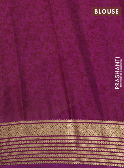 Peach & Purple Semi Mysore Silk Saree - Prints
