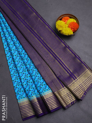 Cs Blue & Blue Semi Mysore Silk Saree - Prints