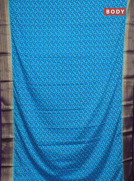 Cs Blue & Blue Semi Mysore Silk Saree - Prints