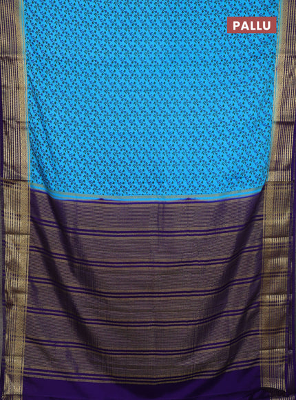 Cs Blue & Blue Semi Mysore Silk Saree - Prints