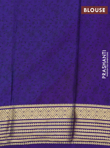 Cs Blue & Blue Semi Mysore Silk Saree - Prints