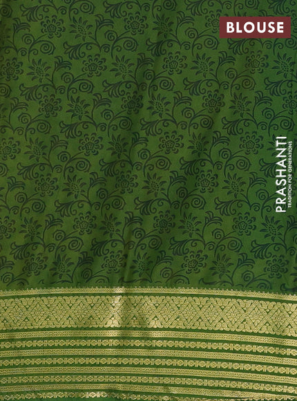 Yellow & Green Semi Mysore Silk Saree - Prints