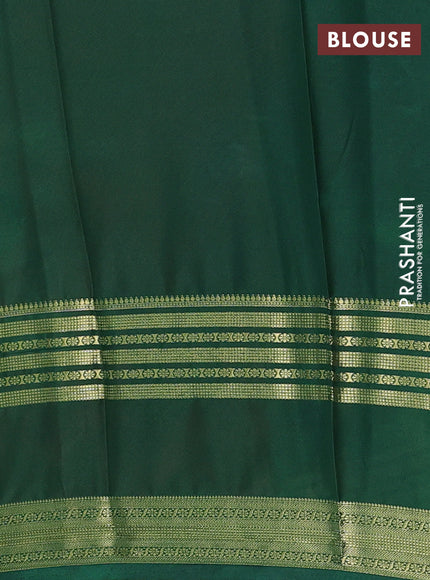 Red & Green Semi Mysore Silk Saree - Prints