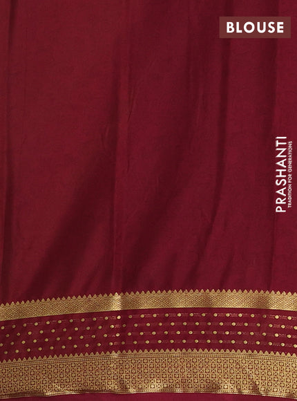 Mustard Yellow & Maroon Semi Mysore Silk Saree - Prints