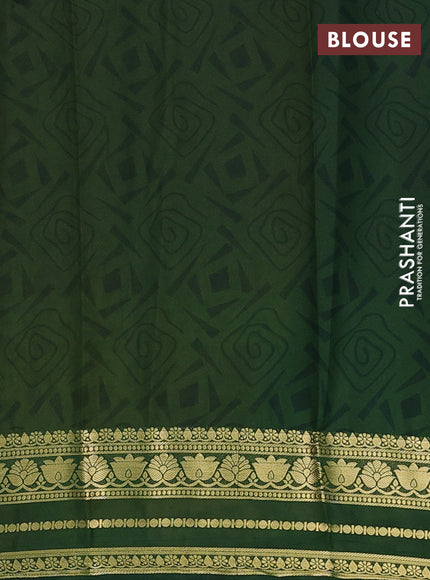 Yellow & Green Semi Mysore Silk Saree - Prints