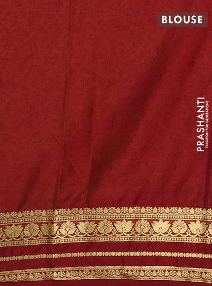 Yellow & Maroon Semi Mysore Silk Saree - Prints