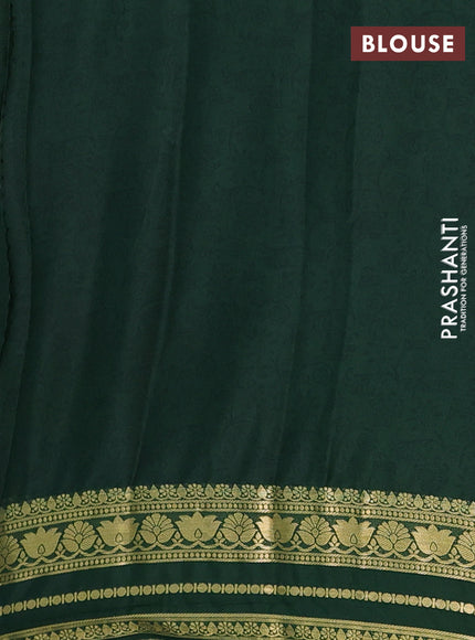 Pista Green & Green Semi Mysore Silk Saree - Prints