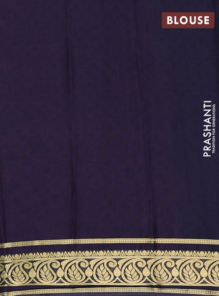 Pink & Navy Blue Semi Mysore Silk Saree - Prints
