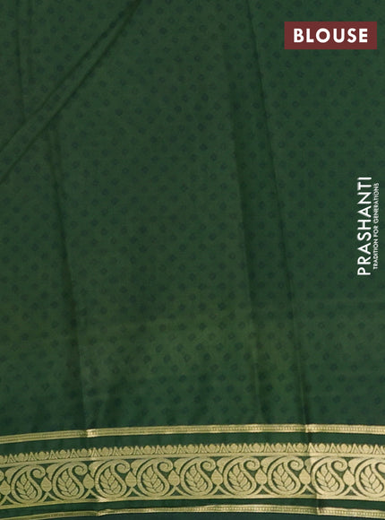 Yellow & Green Semi Mysore Silk Saree - Prints
