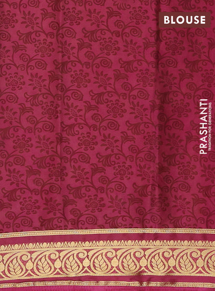 Lime Green & Pink Semi Mysore Silk Saree - Prints