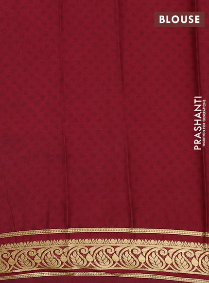 Pink & Maroon Semi Mysore Silk Saree - Prints