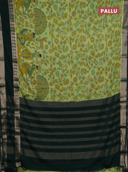 Pista Green & Bottle Green Semi Mysore Silk Saree - Prints