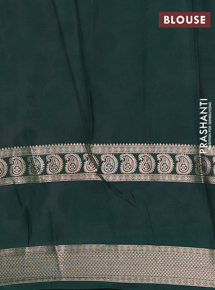 Light Pink & Bottle Green Semi Mysore Silk Saree - Prints