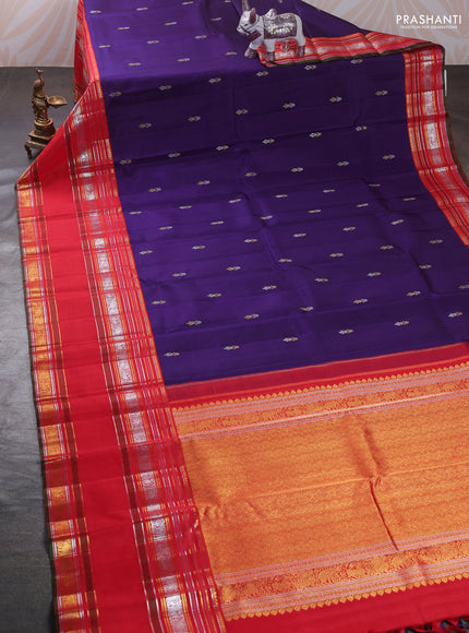 Violet & Red Pure Kanchipuram Silk Saree