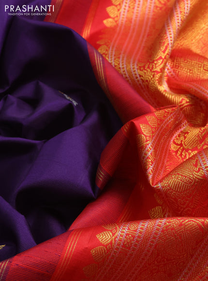 Violet & Red Pure Kanchipuram Silk Saree