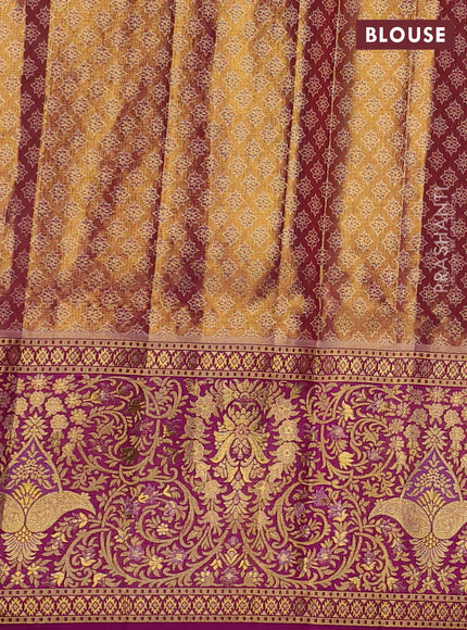 Pastel Blue & Purple Pure Kanchipuram Tissue Silk Saree