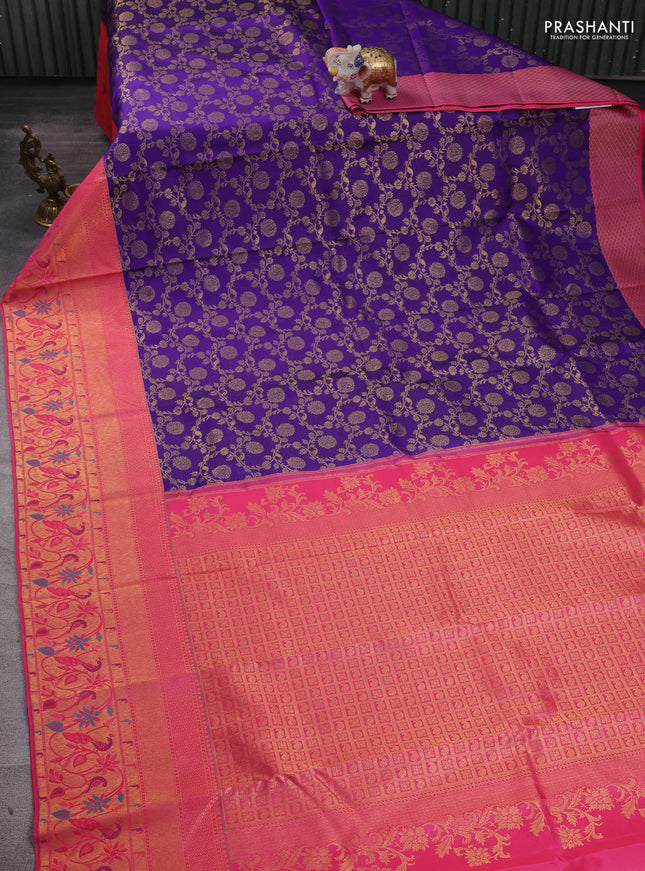 Violet & Pink Pure Kanchipuram Silk Saree