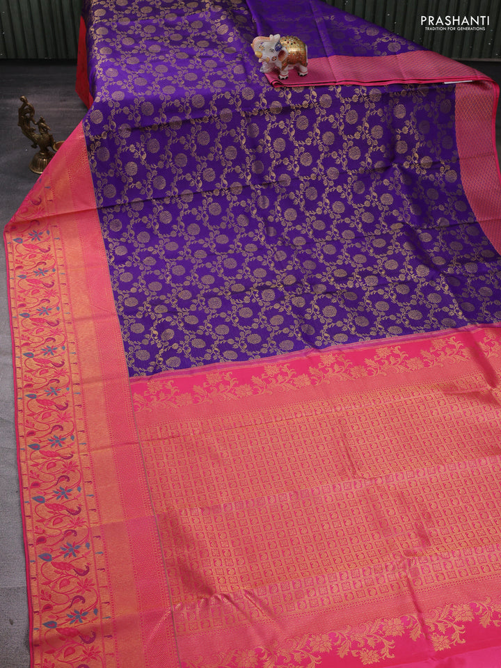 Violet & Pink Pure Kanchipuram Silk Saree