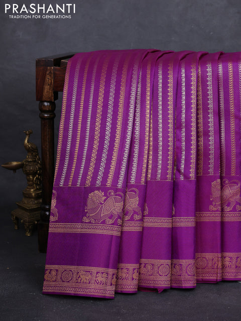 Purple Pure Kanchipuram Silk Saree