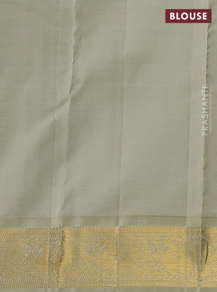 Black & Pista Green Pure Kanchipuram Silk Saree - Korvai Border