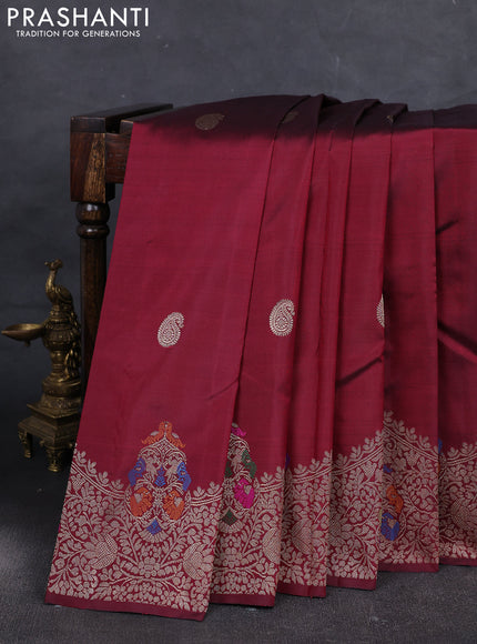 Maroon Pure Kanchipuram Silk Saree