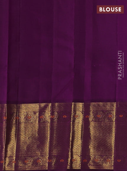 Orange & Purple Pure Kanchipuram Silk Saree - Mina butta Border
