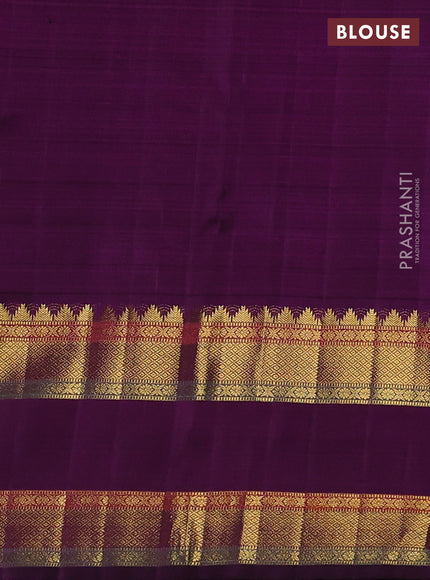 Teal Blue & Purple Pure Kanchipuram Silk Saree