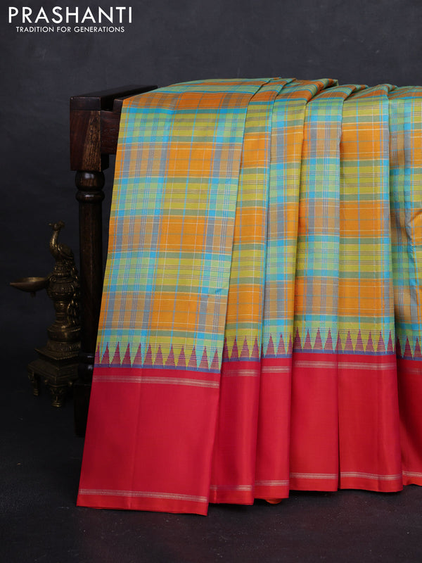 Mango Yellow & Orange Pure Kanchipuram Silk Saree