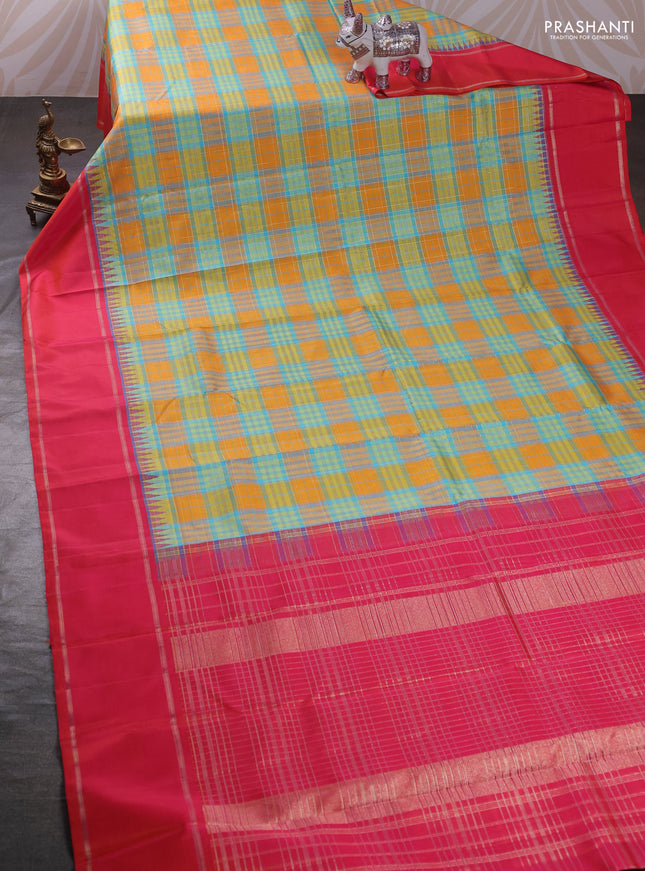 Mango Yellow & Orange Pure Kanchipuram Silk Saree