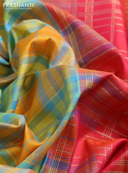 Mango Yellow & Orange Pure Kanchipuram Silk Saree