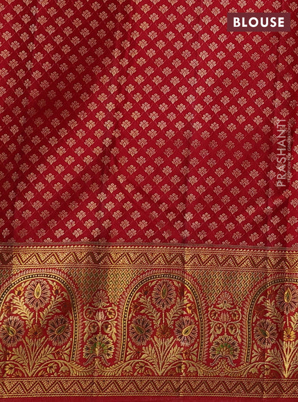 Purple & Red Pure Kanchipuram Silk Saree