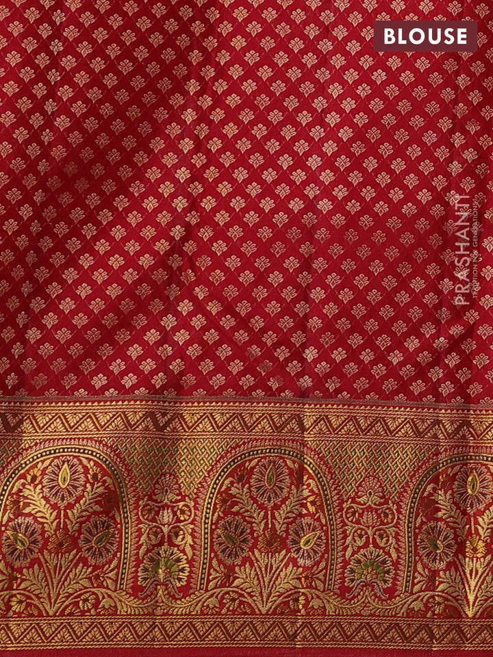 Purple & Red Pure Kanchipuram Silk Saree