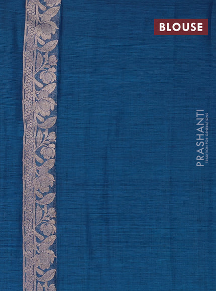 Blue Semi Tussar Saree - Butta
