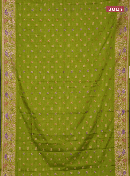 Light Green Semi Tussar Saree - Butta