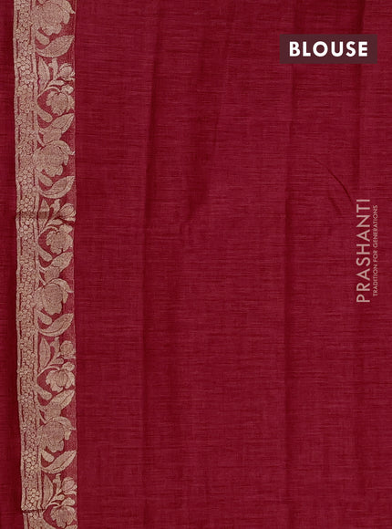 Red Semi Tussar Saree - Butta