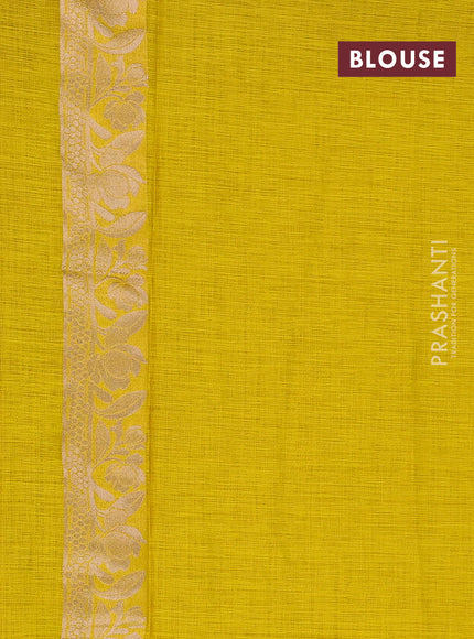 Mustard Yellow Semi Tussar Saree - Butta