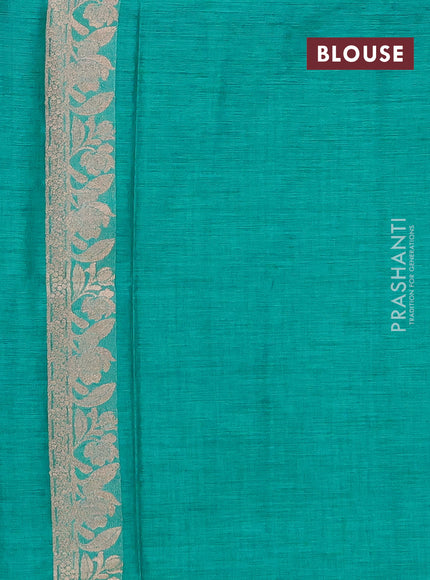 Teal Green Semi Tussar Saree - Butta
