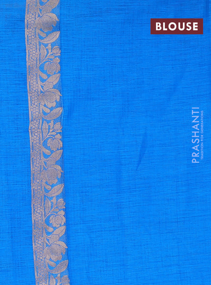 Cs Blue Semi Tussar Saree - Butta