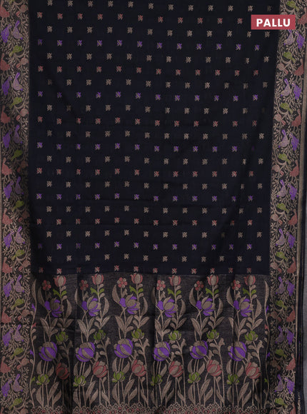 Black Semi Tussar Saree - Butta