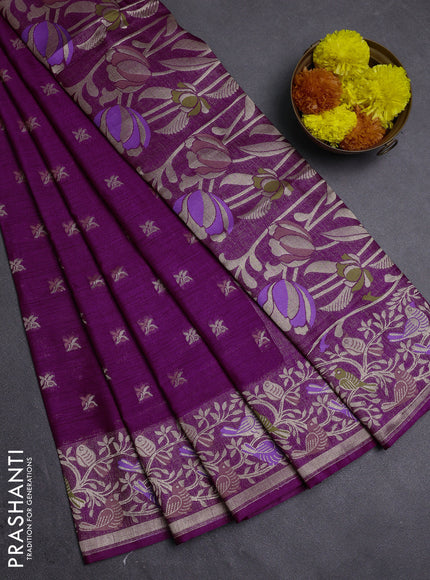 Purple Semi Tussar Saree - Butta